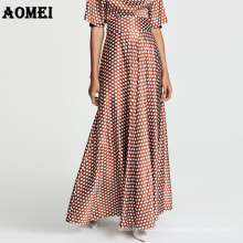 2019 Women Maxi Long Skirts Pleated Polka Dot Wine Red High Waist A Line Spring Summer Elegant Faldas Jupes Saias Plus Size 5XL